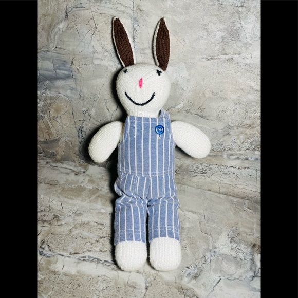 Vintage - Blossom Inspirations Knit Bunny -Plush Rabbit 12” Hand knitted in Peru - Picture 1 of 7